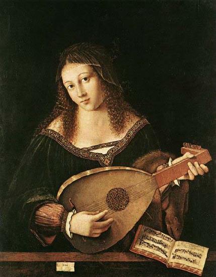 BARTOLOMEO VENETO Woman Playing a Lu oil painting image